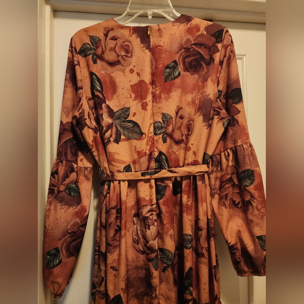 Tavin mustard yellow floral maxi dress with puffed long sleeves - Picture 5 of 9
